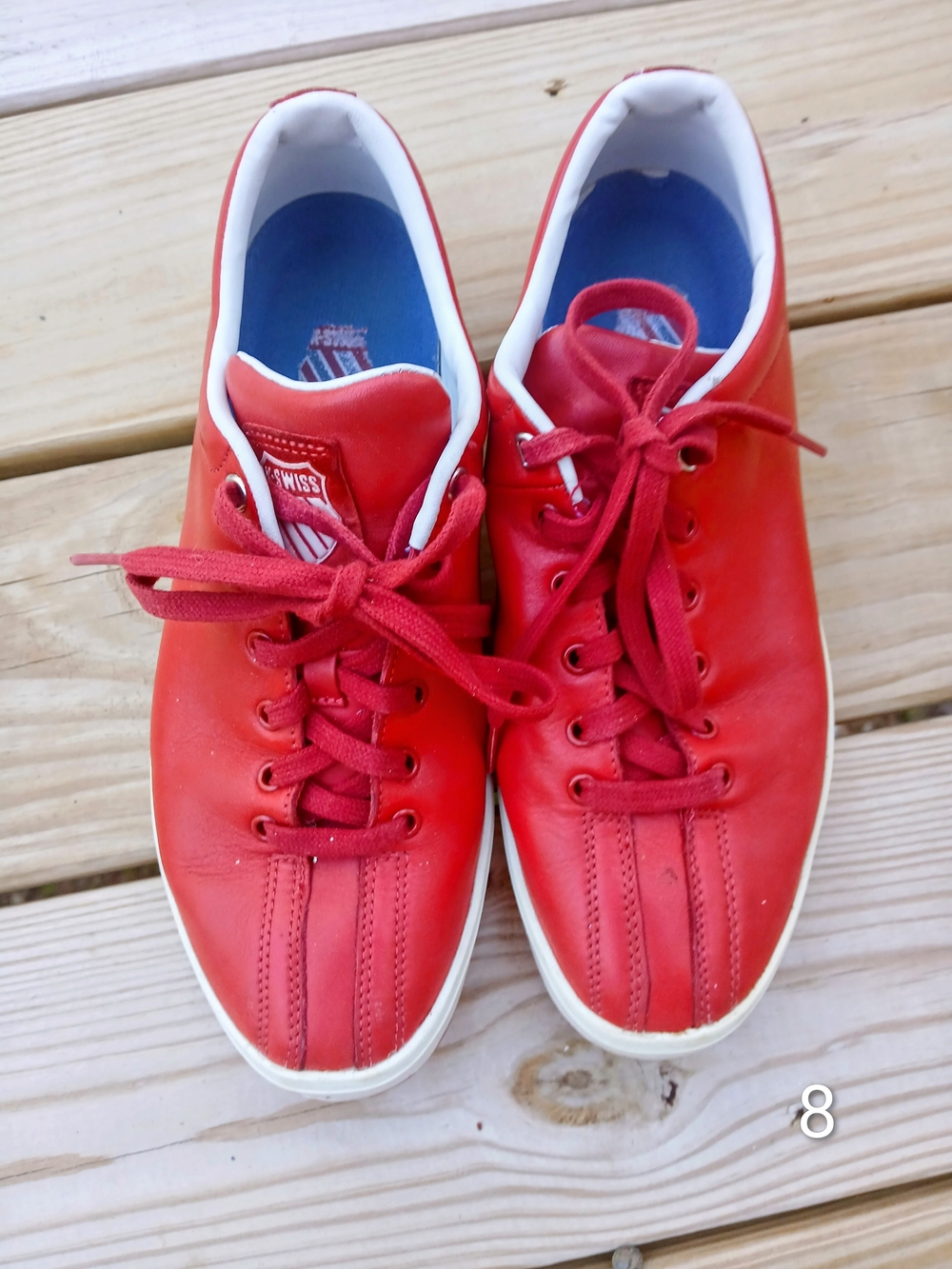 K-Swiss Men’s Red Leather Low-Top Lace-Up Sneakers